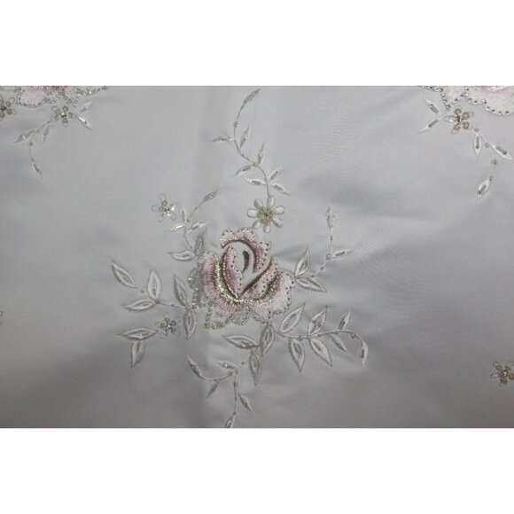 Lenovia#39304 Heavy Satin Wedding Gown with Pink Accents-Size 14-White with Pink - Picture 9 of 10